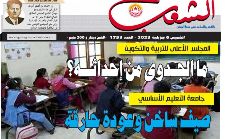 صورة النسخة الألكترونية من العدد 1753 من جريدة الشعب ليوم الخميس 06 جويلية 2023